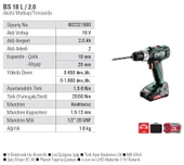 METABO BS 18 L Şarjlı Matkap 18 Volt 2.0 Amper thumbnail 2