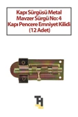 Kapı Sürgüsü Metal Mavzer Sürgü No: 4 Kapı Pencere Emniyet Kilidi (12 Adet) - 1