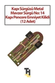 Kapı Sürgüsü Metal Mavzer Sürgü No: 14 Kapı Pencere Emniyet Kilidi (12 Adet) - 1
