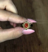 Doğal Taş Akik Yuvarlak Doğal Taşlı Antik Model Kadın Ayarlanabillir Yüzük euy71a thumbnail 3