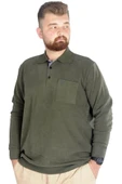 Büyük Beden Erkek Sweat Polo Cepli Selanik Basic 20441 Haki thumbnail 1