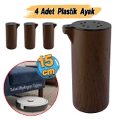 (4 Adet) Plastik Terra Kubik Kestane Kahvesi 15 cm Mobilya Kanepe Koltuk Baza Yükseltme Ayak Ayağı thumbnail 2