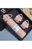 Dekorasyaa  -Pembe - Paslanmaz Çelik 3 Bardaklı Termos 500 ml - Çanta Hediyeli - 12 Saat Sıcak Soğuk thumbnail 2
