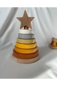 Waldorf Yıldız Kule Ahşap Yıldız Kule Kahve Pastel Renk Ekolojik Oyuncak - 1