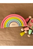 İsme Özel Waldorf 6 Parçalı Gökkuşağı ve 6’lı Peg Bebek Tabla Seti – Eğitici Ahşap Oyuncak - 3