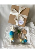 Amigurumi Sevimli Tırtıl Diş Kaşıyıcı Çıngırak Isme Özel Emzik Seti, Organik Unisex Bebek Hediyelik - 2