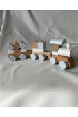 Bebek - Çocuk Ahşap Eğitici Oyuncak Bloklu Tren Bul Tak Puzzle Vagonlu Tren Ahşap Oyuncak Tren thumbnail 2
