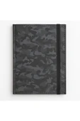 Siyah Kamuflaj Sert Kapaklı Çizgili Defter | 14x20 cm | 168 Yaprak | Günlük, Not Defteri, Ajanda - 2
