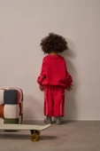 Kırmızı Asimetrik Cep Detaylı Oversize Çocuk Alt Üst Takım thumbnail 4