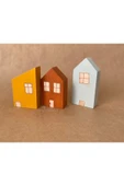 İskandinav Waldorf Ahşap Oyuncak Ev Seti, Ahşap Oyuncak Evler 3 lü - 1