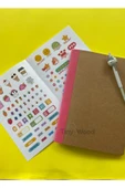 Çizgili Stickerli Kraft Kapak Defter Pembe 18,5*26 50 Yp. Kapağını Sen Tasarla - 2