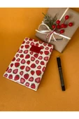 Çilek-Baykuş Desenli Deri Kaplı Defter Seti | 14x20 cm Çizgili Defter - 6