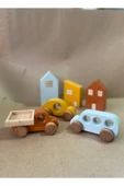 Montessori Ahşap Ev ve Araba Seti - 6'lı Eğitici Oyuncak Set - 2