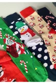 Yılbaşı 6’lı Desenli Çorap Seti | Unisex Hediye Kutulu Kış Temalı Çoraplar - 2