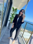 MDB Kadın Uzun Kollu önden Fermuarlı Modal Ceket Ve Pantolon Ikili Takım thumbnail 2