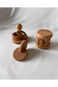 Doğal Ahşap Montessori Ahşap Oyun Seti, Oyun Halka, Disk, Çıngırak Seti 3 Lü - 4