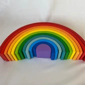 Waldorf Gökkuşağı 12 Li Ahşap Oyuncak -eğitsel Açık Uçlu Oyuncak Orta Boy thumbnail 3