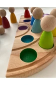 1 Yaş 12'li Waldorf Gökkuşağı Peg Bebek Tabla Seti Peg Bebek Renk Eşleştirme Ahşap Oyuncak thumbnail 2
