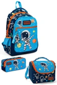 Lacivert Mavi Astronot Desenli 4’lü Okul Çanta Seti Erkek Çocuk İlköğretim Çantası - 2