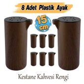 (8 Adet) Plastik Terra Kubik Kestane Kahvesi 15 cm Mobilya Kanepe Koltuk Baza Yükseltme Ayak Ayağı thumbnail 2