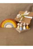 İsme Özel Waldorf 6 Parçalı Gökkuşağı ve 6’lı Peg Bebek Tabla Seti – Eğitici Ahşap Oyuncak - 7