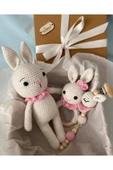 Amigurumi Tavşancık Hediyelik Yenidoğan 3 Lü Set, Kız Bebek Hoşgeldin Bebek Hediye Seti - 6