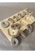 Doğal Ahşap Eğitici Sayılar Seti | Montessori Matematik Oyuncak 0-9 | El Yapımı Puzzle - 1