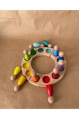 1 Yaş 12'li Waldorf Gökkuşağı Peg Bebek Tabla Seti Peg Bebek Renk Eşleştirme Ahşap Oyuncak Yuvarlak - 4