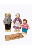 Ahşap Kukla Aile Seti 6'lı – Montessori Eğitim Oyuncağı, Oyun Evi Figürleri thumbnail 3