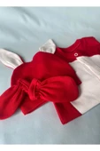 Yenidoğan Bebek Kırmızı Beyaz Tavşanlı Tulum Seti - 4