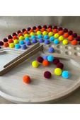 Montessori Ahşap Gökkuşağı Tepsisi – Renkli Ponpon Dizme ve İnce Motor Geliştirme Oyuncağı thumbnail 3