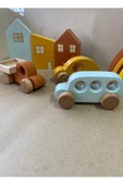 Montessori Ahşap Ev ve Araba Seti - 6'lı Eğitici Oyuncak Set - 4