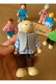 Ahşap Kukla Aile Seti 6'lı – Montessori Eğitim Oyuncağı, Oyun Evi Figürleri thumbnail 5
