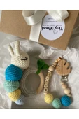 Amigurumi Sevimli Tırtıl Diş Kaşıyıcı Çıngırak Isme Özel Emzik Seti, Organik Unisex Bebek Hediyelik - 4