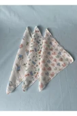 Desenli %100 Pamuk Müslin Bebek Ağız Mendili – 3'lü Set (25*25 CM) - 1