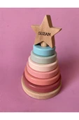 İsme Özel Ahşap Yıldız Halka Kule | Montessori Eğitici Oyuncak & Dekoratif Ahşap Hanoi - 2
