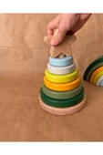 Waldorf Ahşap Yıldız Kule Ahşap Hanoi Kule Ekolojik Oyuncak Yeşil Pastel Pembe Renk thumbnail 1