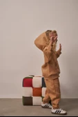 Sütlü Kahve Çocuk Kanguru Cepli Oversize Eşofman Takımı thumbnail 4
