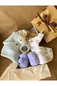 Organik Müslin Tulumlu Bebek Hediye Seti | Amigurumi Çıngıraklı - 1