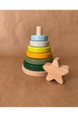 Waldorf Ahşap Yıldız Kule Ahşap Hanoi Kule Ekolojik Oyuncak Yeşil Pastel Pembe Renk thumbnail 3