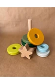 Waldorf Ahşap Yıldız Kule Ahşap Hanoi Kule Ekolojik Oyuncak Yeşil Pastel Pembe Renk thumbnail 5