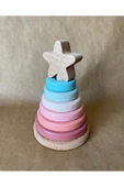 Waldorf Ahşap Yıldız Kule Ahşap Hanoi Kule Ekolojik Oyuncak Yeşil Pastel Pembe Renk thumbnail 4