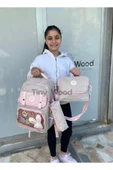 Kawaii Kore Tarzı Aksesuarlı Ve Ergonomik Okul Sırt Çantası Siyah-Bej-Gri| Beslenme, Kalemlik Set - 9