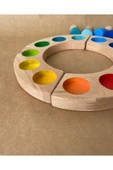 1 Yaş 12'li Waldorf Gökkuşağı Peg Bebek Tabla Seti Peg Bebek Renk Eşleştirme Ahşap Oyuncak Yuvarlak - 3