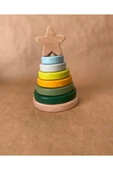 Waldorf Ahşap Yıldız Kule Ahşap Hanoi Kule Ekolojik Oyuncak Yeşil Pastel Pembe Renk thumbnail 2