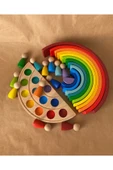 1 Yaş 12'li Waldorf Gökkuşağı Peg Bebek Tabla Seti, Gökkuşağı 12 Li Renk Eşleştirme Ahşap Oyuncak thumbnail 1