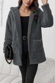 MDB Kadın Uzun Kollu Kapşonlu önden Fermuarlı Cepli Welsoft Ceket thumbnail 3