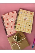 Süresiz Günlük Ajanda | Çilek ve Çiçek Desenli Spiral Planlayıcı Defter - 7