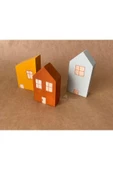 İskandinav Waldorf Ahşap Oyuncak Ev Seti, Ahşap Oyuncak Evler 3 lü - 3