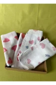 Oeko-Tex Sertifikalı %100 Pamuk Müslin Bebek Ağız Mendili – 4'li Set (40x35 cm) - 3